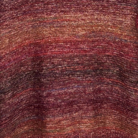 CJ Banks Red, Orange, Blue, and Green Marled Stripe with Split Neck Sweater 1X - Picture 11 of 14